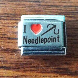 I red heart Needlepoint needle 9mm stainless steel italian charm bracelet link